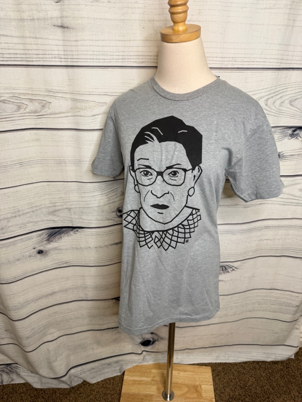 Gray RAYGUN t shirt with Ruth Bader Ginsburg RBG print